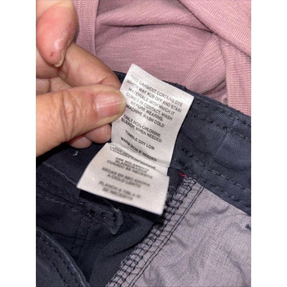 Unionbay Men Blue Cargo Shorts Cotton Canvas Zip Solid Flat Front Pockets 38